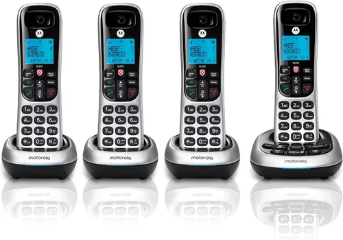 Vista 6 de Motorola CD4011 DECT 6.0 Teléfono inalámbrico con contestador automático y bloque de llamadas, plata/negro, 1 auricular
