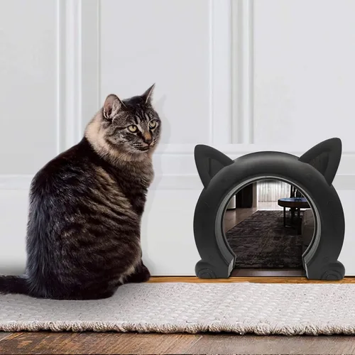 Vista 3 de Puerta interior para gatos, caja de arena oculta para mascotas, puerta para mascotas para gatos de hasta 25 libras, apertura de paso de 8.46 x 7.87
