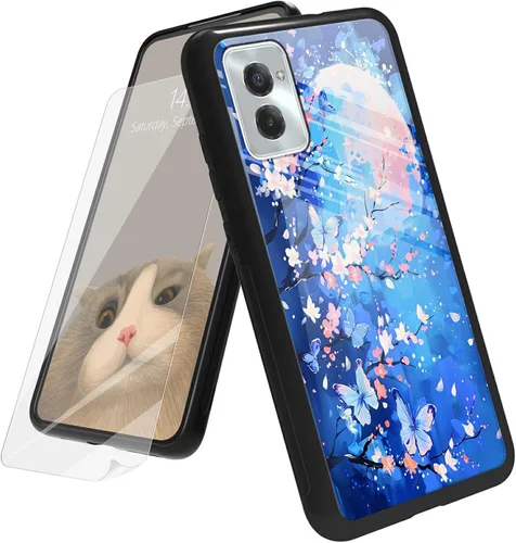 Vista 38 de Funda para Motorola Moto G Play 4G 2024 con protector de pantalla, parte trasera de vidrio templado + funda de silicona suave TPU absorción