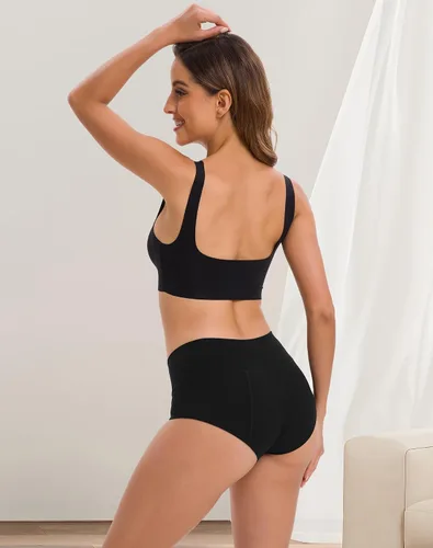 Vista 2 de INNERSY Ropa interior de época para mujer, a prueba de fugas, de cintura alta, bragas menstruales de algodón, paquete de 3