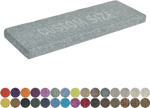 Vista 24 de Cojín de banco de tamaño personalizado, 30 colores, cojín de asiento de ventana panorámica, espuma gruesa de tapicería de 1.18 pulgadas, 1.97