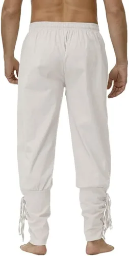 Vista 3 de Pantalones medievales de tobillo con banda cónica para hombre, disfraz de pirata, renacentista, gótico, casual, para hombre