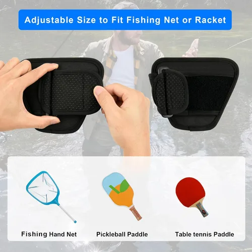 Vista 3 de Cosmos Funda de red de pesca con mosca – Soporte de red de aterrizaje de peces ajustable montado en el cinturón para equipo de pesca y raqueta