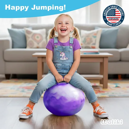 Vista 2 de WALIKI Hopper Ball Toy para niñas de 3, 4, 5 o 6 años, pelota de hippity hop, pelota de salto Regalo de cumpleaños genial Morado 18 pulgadas