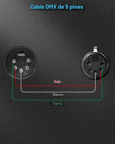Vista 3 de Paquete de 2 cables DMX de 5 pines de 10 pies con 3 conductores para iluminación de escenario y controlador