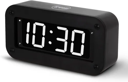 Vista 8 de Reloj digital con pilas, reloj despertador con pantalla LED para dormitorio, incluye cable de CC, brillo ajustable, repetición, 12/24 horas Dígitos