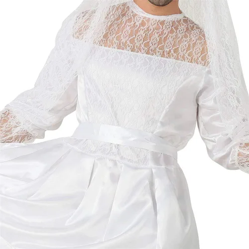Vista 5 de Divertido disfraz de novia blanco para hombre, vestido de novia novedoso, vestido de novia para hombre, vestido elegante de ciervo, despedida