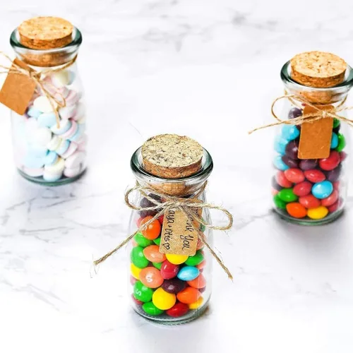 Vista 5 de Otis Classic Tarros pequeños de vidrio con tapas, juego de 12 mini botellas de vidrio con corchos para decoraciones de Halloween, decoración