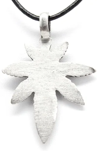Vista 2 de Trilogy Jewelry Colgante de hoja de marihuana médica de peltre en collar de cuero, Peltre, No es una piedra preciosa