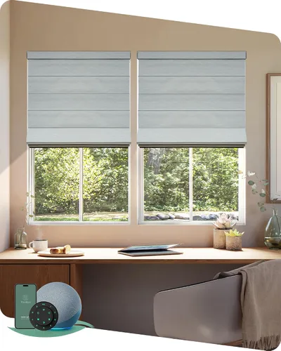 Vista 17 de Yoolax Persianas Romanas con Filtrado de Luz para Ventanas, Persianas Romanas Opacas Sin Cables, Muestra de Tela (Multicolor)