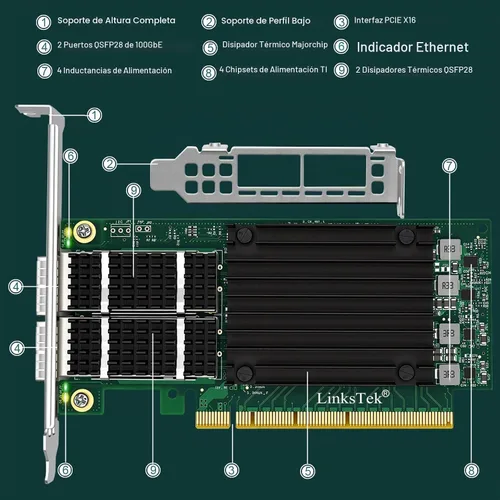 Vista 5 de CX516A Dual 100Gb/s QSFP28 Adaptador Ethernet RDMA inteligente para servidores Web 2.0, nube y almacenamiento, Mellanox ConnectX-5 EX MT28808A0