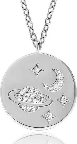 Vista 10 de Meissa Saturno - Collar para mujer de plata de ley 925 con dije de círculo de oro celestial, gargantilla de regalo para ella