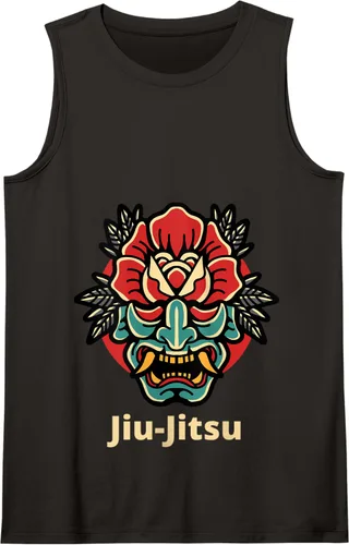 Vista 17 de Máscara de demonio de rosa japonesa Oni Mask jiu-jitsu Tank Top Negro