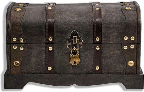 Vista 2 de Brynnberg - Caja de almacenamiento de cofre del tesoro pirata - Columbus 12 2 x 7 1 x 7 1 pulgada - Cofre del tesoro de madera duradera