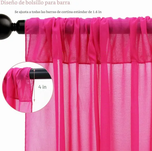 Vista 4 de FOTSHARER 6 paneles de cortinas de techo para bodas, cortinas de gasa rosa intenso, 5 x 10 pies, tul fucsia, tela drapeada, cortina de techo