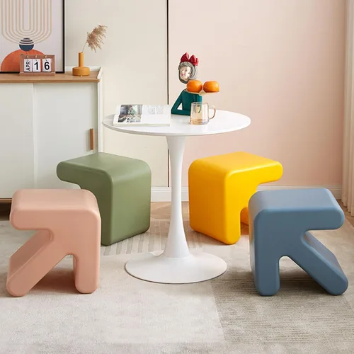 Vista 8 de Taburete de baja altura, taburete de sofá, moderno y creativo, diseño de flecha, multifacético, para niños, impermeable y protección contra