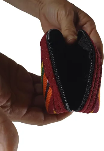 Vista 7 de Llavero de tela Maya hecho a mano Pequeña bolsa con cremallera para mujer