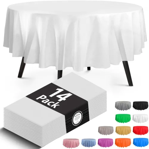 Vista 9 de Paquete de 14 manteles de plástico desechables rectangulares negros de 54 x 108 pulgadas - Cubiertas decorativas lisas para fiestas, bodas