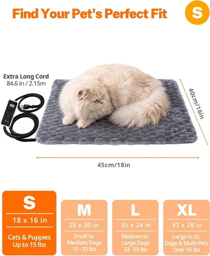Vista 5 de Toozey Almohadilla térmica para gatos, cama térmica para gatos, 6 ajustes Gris