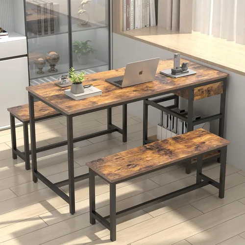 Vista 7 de Juego de mesa de comedor para 4-6 personas, mesa de comedor de cocina
