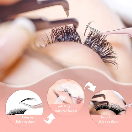Vista 2 de Mudder 6 pinzas de pestañas de alta precisión para extensiones de pestañas, punta recta y curva, acero inoxidable para volumen de pestañas, Colorido