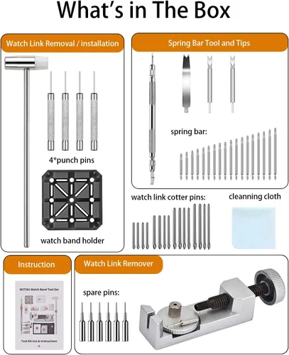 Vista 14 de EasyTime Kit de eliminación de eslabones de reloj: herramientas de cambio Plateado