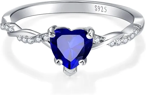 Vista 2 de Yaresul Anillo de promesa de corazón de 1.25 quilates para mujer, anillos Plata de ley 925 de zafiro creado