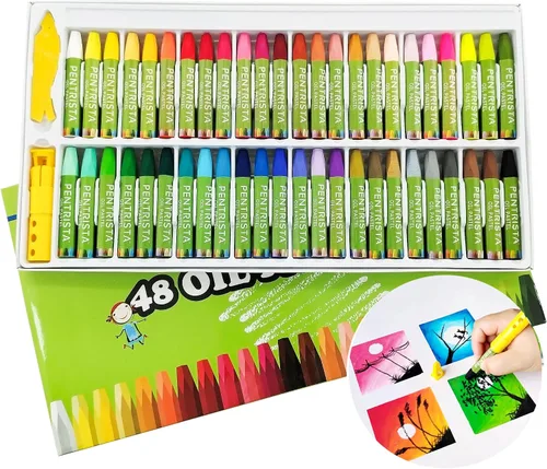 Vista 11 de Pasteles al óleo, 12 colores surtidos, juego de pasteles al óleo para actividades en interiores en casa, crayones suaves al óleo para niños