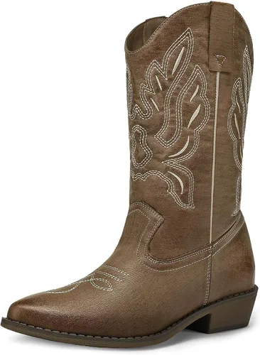 Vista 10 de mysoft Botas vaqueras para mujer, botas vaqueras de tacón grueso a media