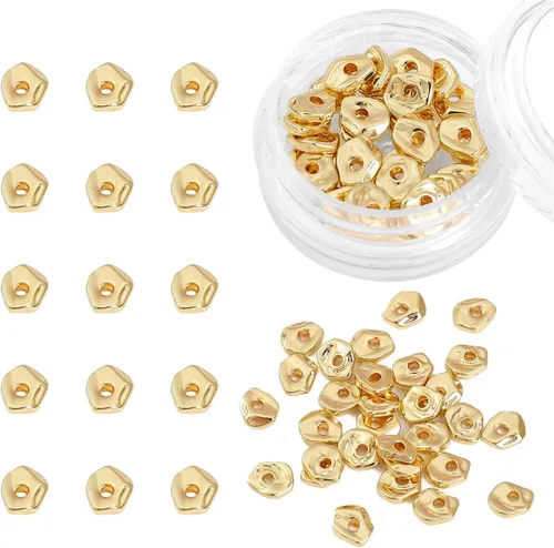 Vista 13 de BEADIA Cuentas espaciadoras triangulares chapadas en oro de 14 quilates, 0.098 x 0.059 in, 50 unidades para hacer joyas, no se deslustran