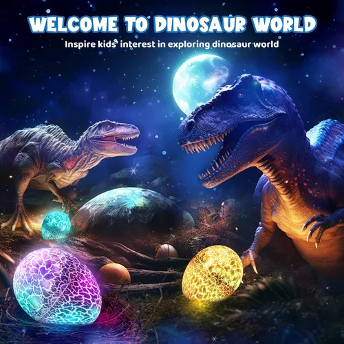 Vista 2 de Luz nocturna de huevo de dinosaurio para niños, juguetes sensoriales para niños de 3 a 12 años, 6, 7, 8, 9, 10, proyector de luz nocturna, regalos