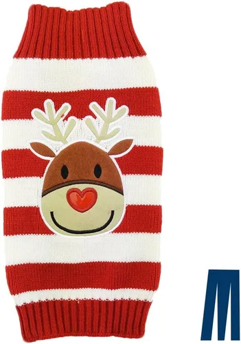 Vista 6 de Mikayoo Suéter para mascotas para perros y gatos pequeños, suéter feo, Navidad, serie de alce, serie de renos, cabeza de reno (XS)