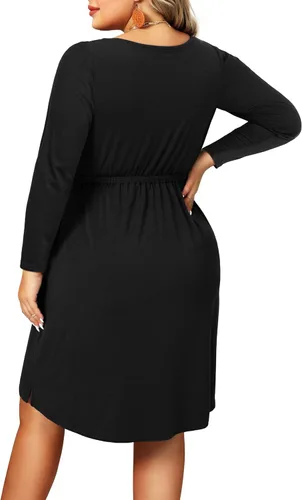Vista 31 de Holipick Vestidos de verano para mujer, talla grande, casual, con bolsillos, acampanado, con botones, sin mangas, cuello en V
