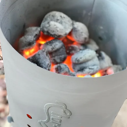 Vista 5 de Char-Griller® Parrilla de carbón con disparador de liberación rápida para iluminar rápidamente carbones de barbacoa, compatible con cualquier
