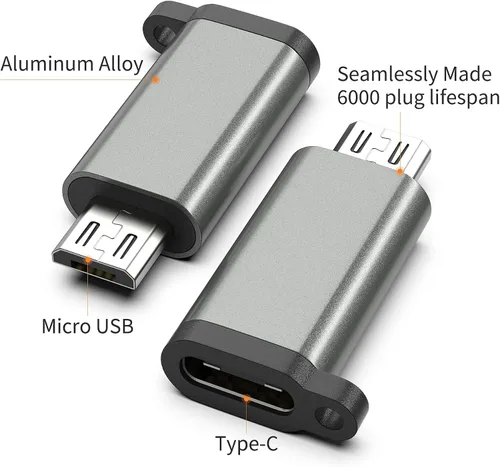 Vista 2 de Adaptador USB-C a Micro USB, paquete de 3 unidades USB tipo C hembra a micro USB macho convertidor USB C a Micro B 2.0 carga y sincronización