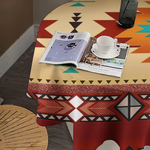 Vista 6 de Mantel azteca, diseño geométrico tribal, decoración rústica de nativos americanos, estilo suroeste, impermeable, lavable, para decoración de cocina