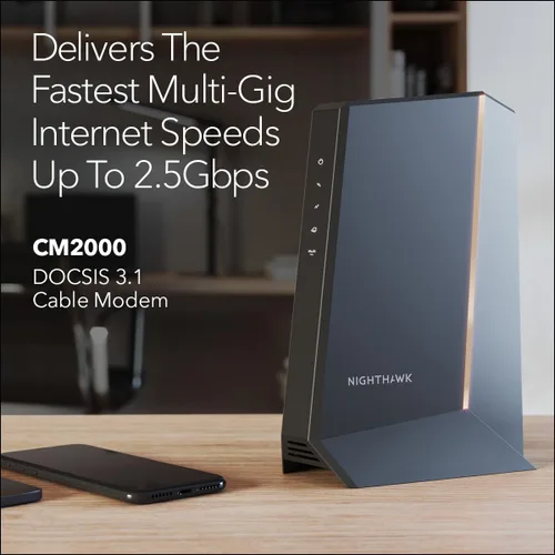 Vista 2 de NETGEAR Nighthawk Multi-Gig Cable Modem (CM2000) - Compatible con todos los proveedores de cable, incluyendo Xfinity, Spectrum, Cox - para planes