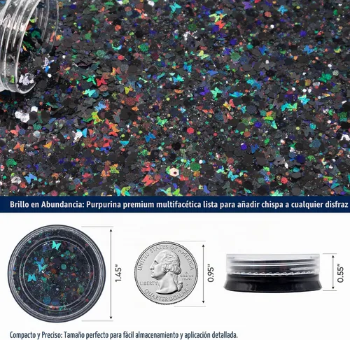 Vista 4 de Disfraz de hada Funcredible para mujeres y niñas - Alas de hada con luz y corona de flores, brillo - Alas de mariposa Negro