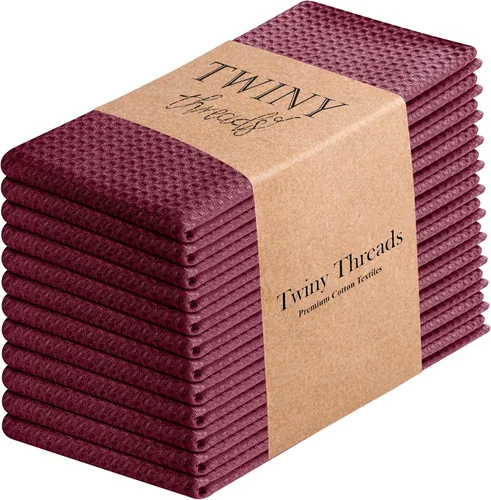 Vista 94 de TWINY threads Juego de toallas de cocina con diseño de diamante, 100% algodón, trapos grandes y trapos de lavado, absorbentes de secado rápido