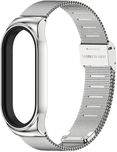 Vista 5 de KOMI Banda compatible para Xiaomi Mi Band 7 - Pulsera de malla para Xiaomi Mi Band 7 Smart Miband Accesorios con marco de metal Oro