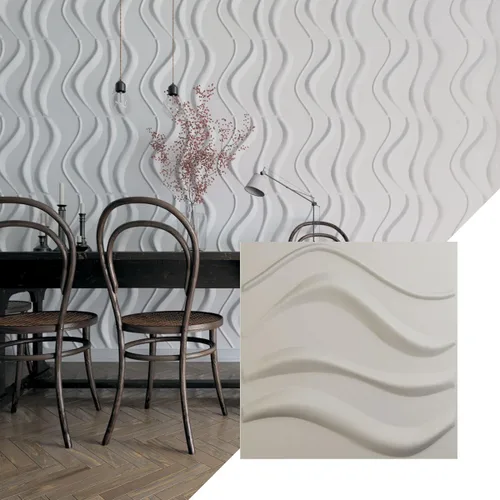 Vista 11 de Ekena Millwork 19 5/8 pulgadas de ancho x 19 5/8 pulgadas de alto Wave EnduraWall Panel decorativo de pared 3D, aluminio (cubre 2.67 pies cuadrados).