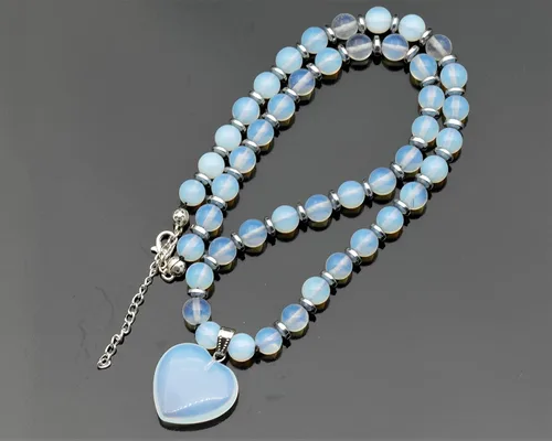 Vista 84 de Colgante de corazón de aventurina natural, Collar de cuentas de aventurina genuina, Collar de piedra verde, Collar de piedras preciosas, Cuentas