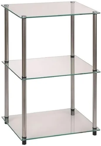 Vista 5 de Convenience Concepts Designs2Go Midnight Classic - Mesa cuadrada de cristal de 3 niveles, cristal negro