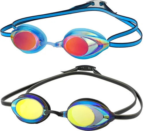 Vista 9 de Gafas de natación, paquete de 2 gafas de natación antivaho con protección UV sin fugas para adultos, hombres, mujeres, jóvenes