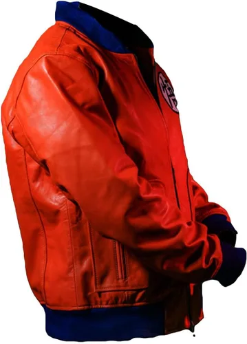 Vista 4 de Guko Kakroat Super Saiyan Orange Real Leather Costume Jacket for Mens Cosplay Jacket Superhero Jacket