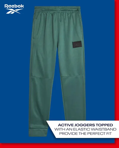 Vista 6 de Reebok Pantalones deportivos para niños, paquete de 2 pantalones deportivos de forro polar de rendimiento con bolsillos para correr y entrenar