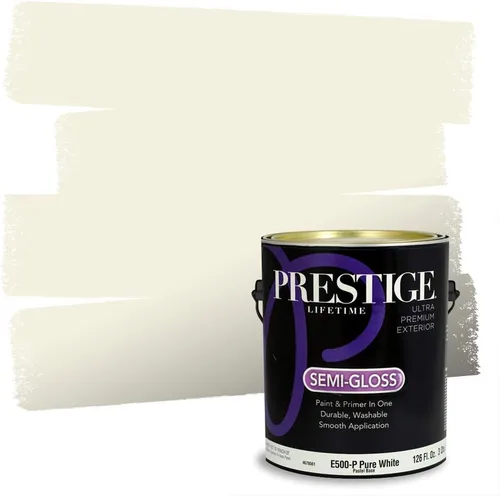 Vista 52 de PRESTIGE Pinturas de pintura exterior e imprimación en uno, 1 galón, plano, combinación comparable de Benjamin Moore* Manzanilla*