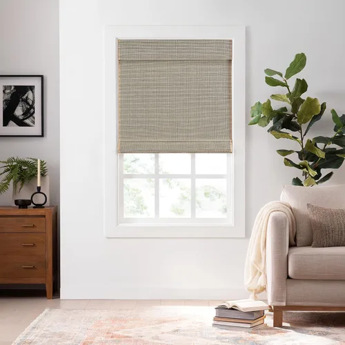 Vista 10 de ECLIPSE Persianas romanas de bambú para ventanas de 23 pulgadas de ancho x 72 pulgadas de largo, persianas sin cordones con filtro de luz