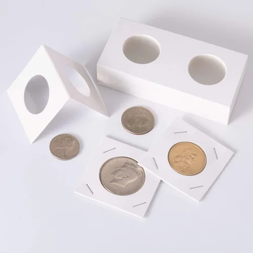 Vista 6 de 300 piezas de cartón para monedas, surtido mega abatible, 2 x 2 pulgadas para colección de monedas (6 tamaños)