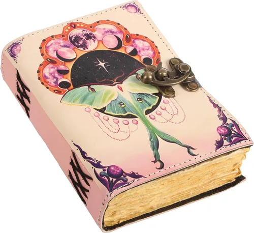 Vista 22 de Book of Spells - Diario encuadernado en cuero con papel de borde irregular, grimorio, diario impreso del Tercer Ojo, suministros de brujería